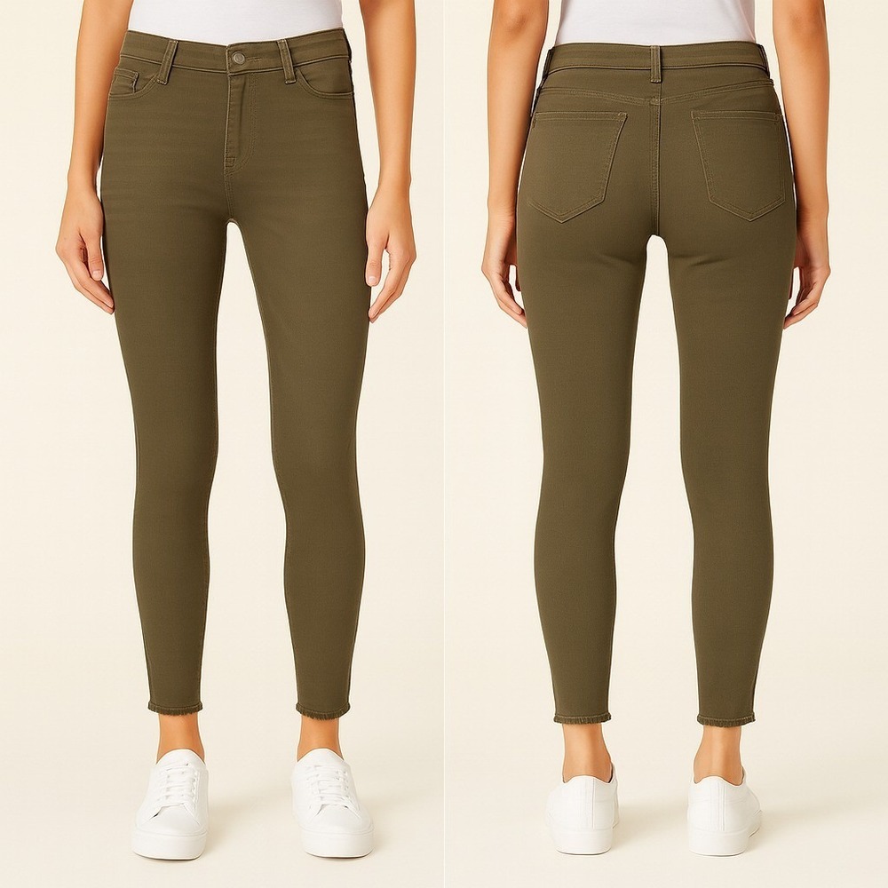 Celebrity Pink Juniors Frayed Skinny Jeans Zippy Olive Size 15/32 Mid Rise Ankle